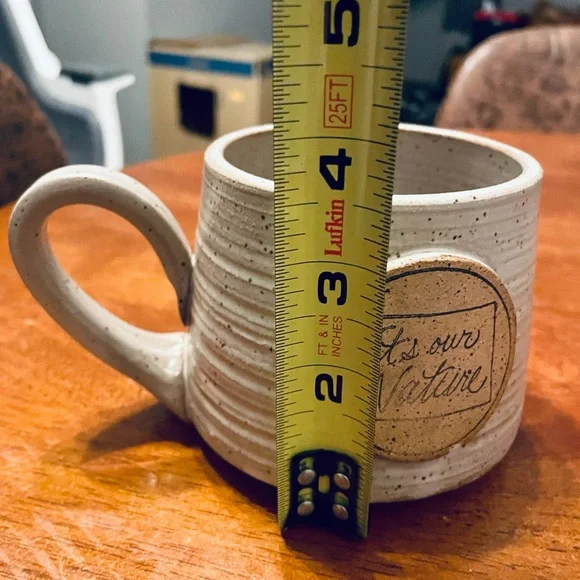 Set of 2 Stoneware Coffee Mug It's Our Nature Cream Speckled Ceramic Handmade - Picture 6 of 6
